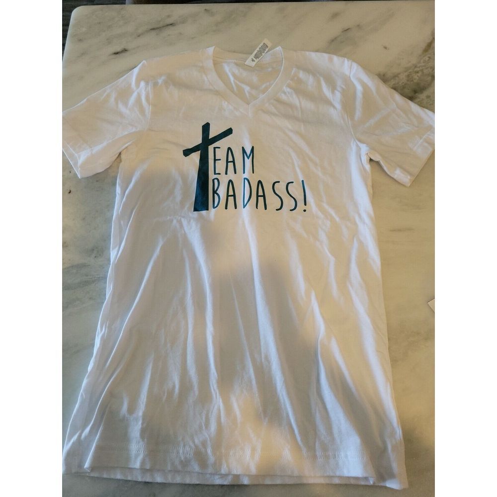 Canvas Bella‎ Graphic V-Neck T-Shirt White Men's Size S
